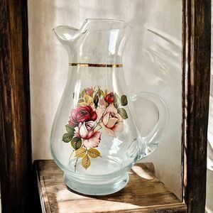 West Virginia Specialty Glass Radiant Rose Ice Lip Beverage Glass Pitcher